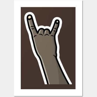 Rock Sign Hand Gesture Sticker vector illustration. People hand objects icon concept. Horns gesture grunge composition sticker vector design. Posters and Art